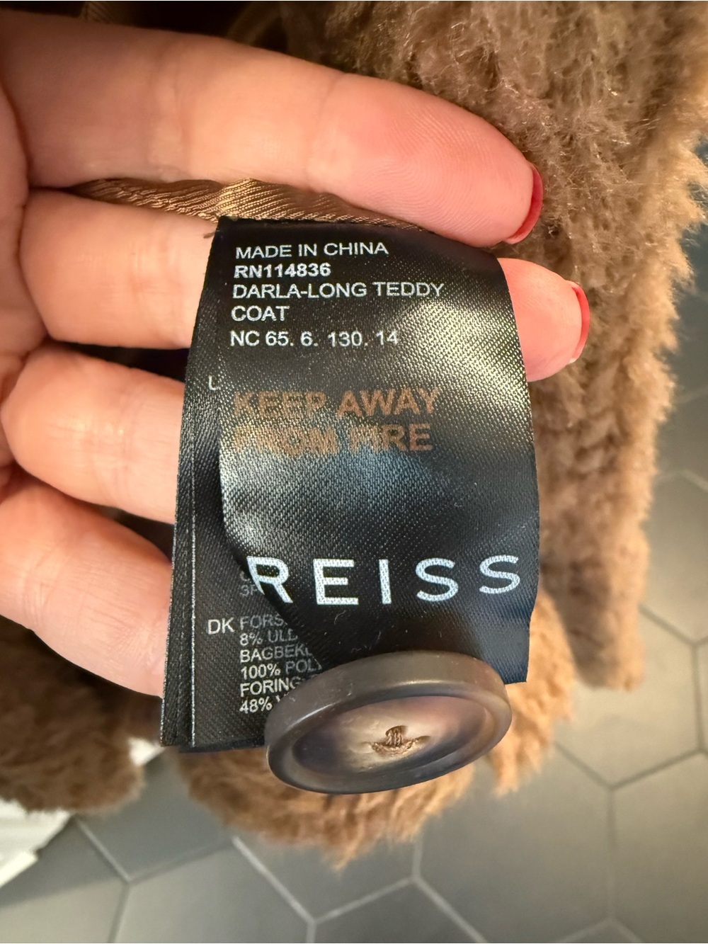 NWT Reiss Darla Teddy Coat Long Wool Jacket Brown Large - Picture 13 of 14